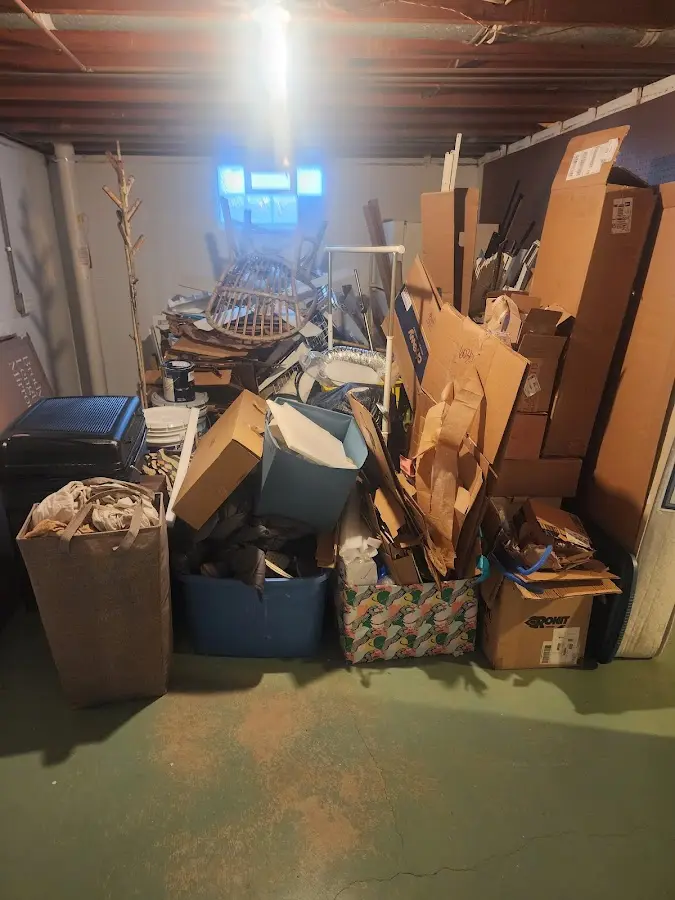 Roll-off dumpster container at job site for 4 Yard Dumpster Rental in Stanford